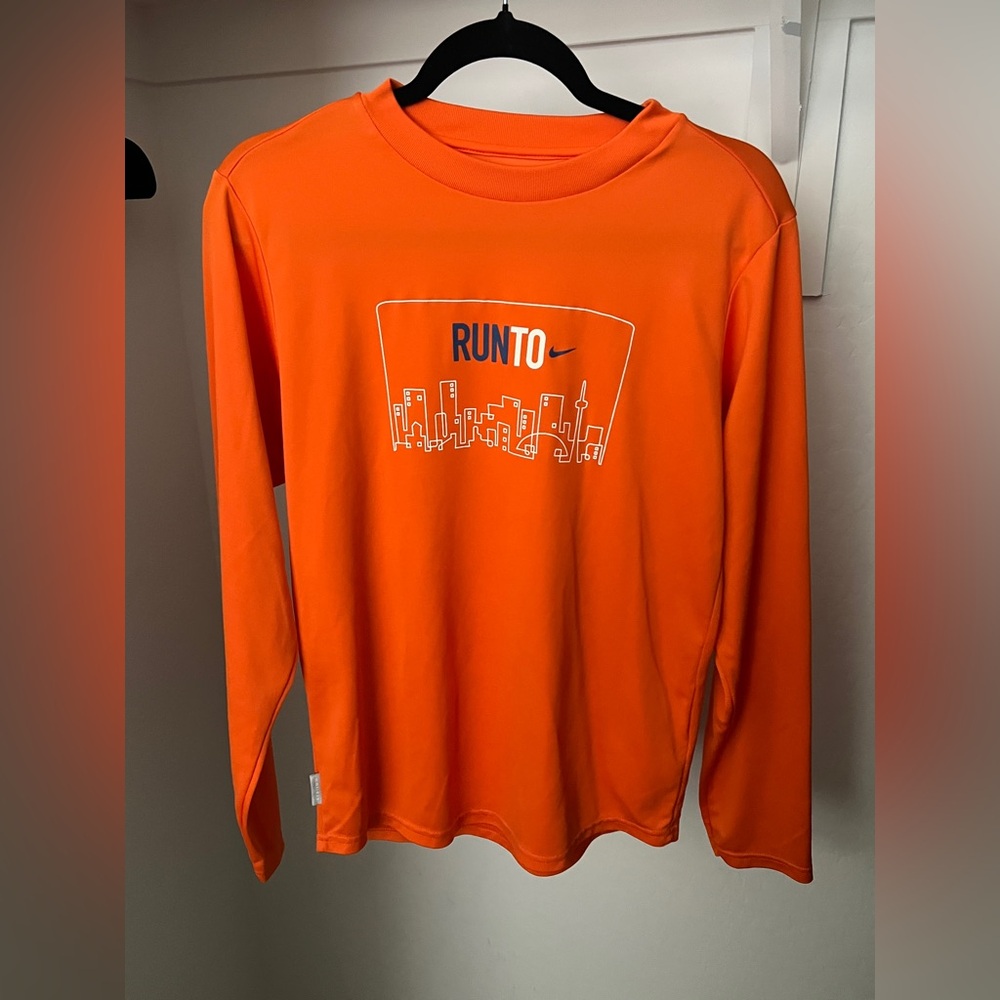 Nike Dri-Fit Vibrant Orange Long Sleeve - Toronto Skyline - Small